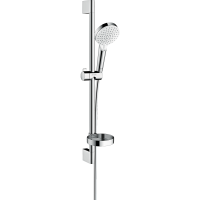 Душевой гарнитур hansgrohe Crometta 100 2jet Vario со штангой 65 см и мыльницей, белый/хром