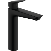 Смеситель для раковины Hansgrohe Logis, однорычажный, 190, со сливным гарнитуром, 71090670, матовый черный