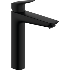 Смеситель для раковины Hansgrohe Logis, однорычажный, 190, со сливным гарнитуром, 71090670, матовый черный