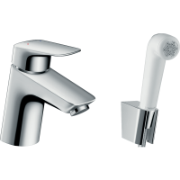 Смеситель для раковины hansgrohe Logis 70 без сливного гарнитура, с гигиеническим душем 71290000, хром