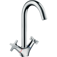 Смеситель для кухонной мойки hansgrohe Logis M32 220 двухвентильный, Eco 71283000, хром