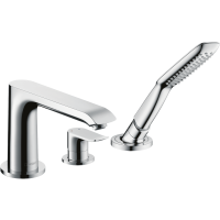 Внешняя часть смесителя для ванны hansgrohe Metris на край ванны, на 3 отверстия, с душевым гарнитуром 31190000, хром