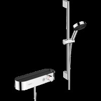 Термостат для душа hansgrohe ShowerTablet Select 400 с душевым гарнитуром Pulsify S и полочкой, хром