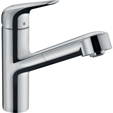 Смеситель для кухонной мойки hansgrohe Focus M42 150, с вытяжным изливом 1jet, sBox 71829000, хром
