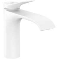 Смеситель для раковины hansgrohe Vivenis 110 CoolStart, с металлическим сливным гарнитуром 75023700, матовый белый