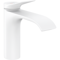 Смеситель для раковины hansgrohe Vivenis 110 CoolStart, с металлическим сливным гарнитуром 75023700, матовый белый