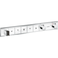 Внешняя часть термостата для душа hansgrohe RainSelect скрытого монтажа на 5 потребителей 15358400, белый/хром