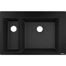 Кухонная мойка hansgrohe S51 S510-F635 врезная, с двумя чашами 180/450 43315170, черный графит