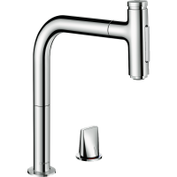 Кухонный смеситель Hansgrohe Metris Select M71 на 2 отверстия, однорычажный, 200, с вытяжным душем, 2jet, sBox