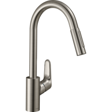 Смеситель для кухонной мойки hansgrohe Focus M41 240, с вытяжным душем 2jet, sBox 73880800, под сталь