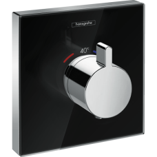 Внешняя часть термостата для душа hansgrohe ShowerSelect Glass HighFlow скрытого монтажа на 1 потребителя 15734600, черный/хром