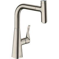 Смеситель для кухонной мойки hansgrohe Metris Select M71 240, с вытяжным изливом 14857800, под сталь