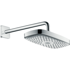 Верхний душ hansgrohe Raindance Select E 300 2jet EcoSmart с настенным кронштейном 26609400, белый/хром