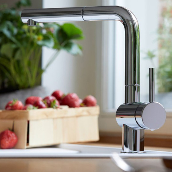 Кухонный смеситель Blanco Linus, выдвижной, поворотный, хром