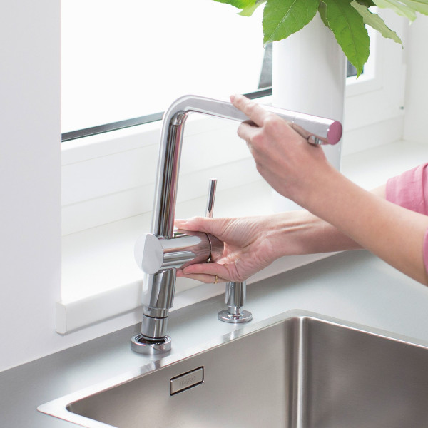 Blanco Linus Kuchenarmatur, schwenkbar, fur Vorfenstermontage chrom