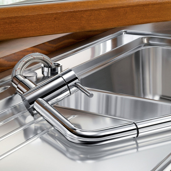 Blanco Linus Kuchenarmatur, ausziehbar, schwenkbar, fur Vorfenstermontage chrom