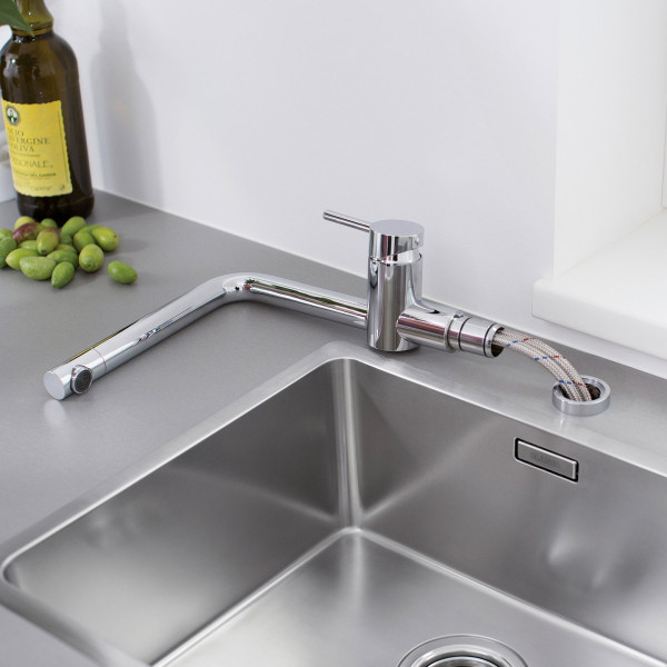 Blanco Linus Kuchenarmatur, schwenkbar, fur Vorfenstermontage chrom
